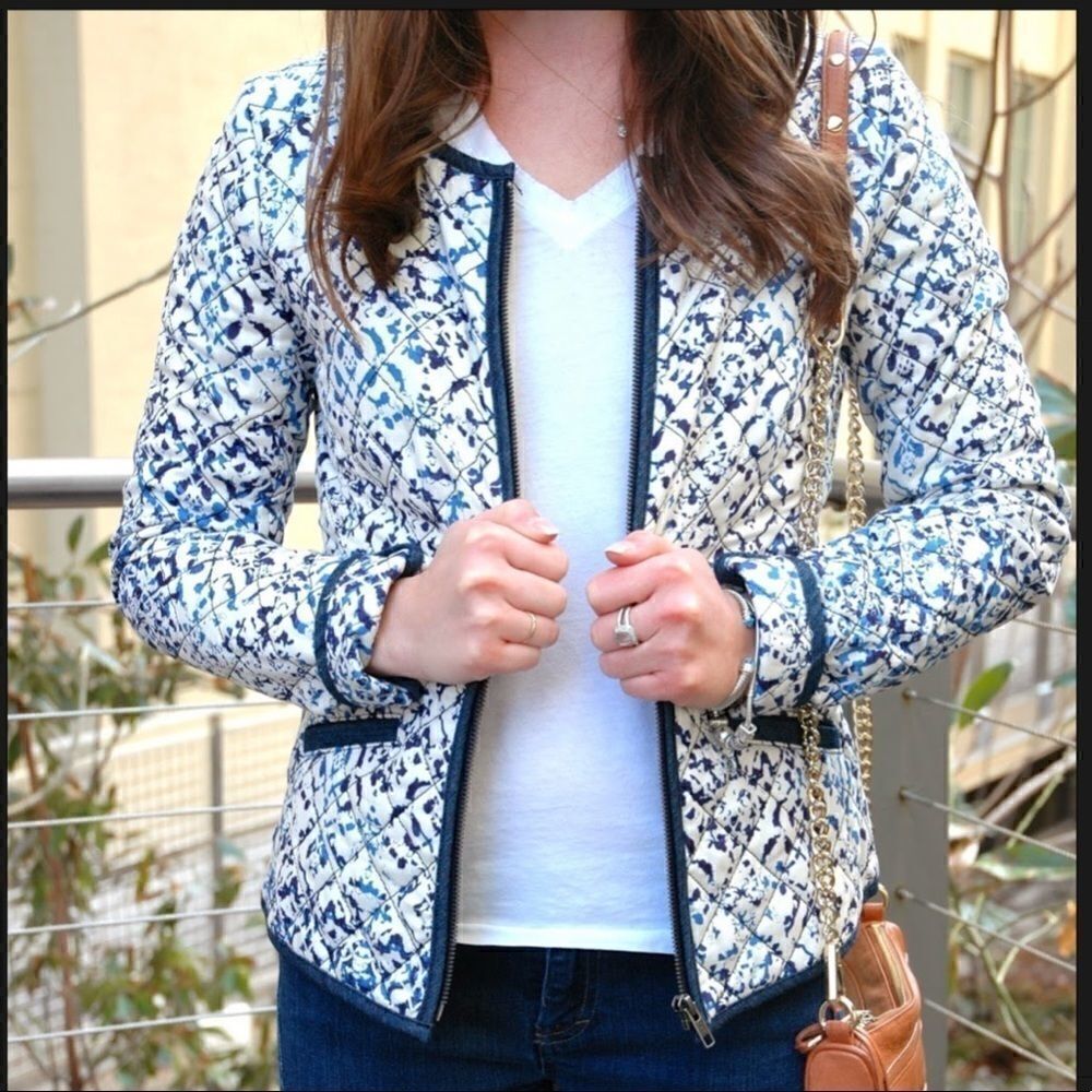𝅺hinge Quilted Blue Patterned Blazer Size XS